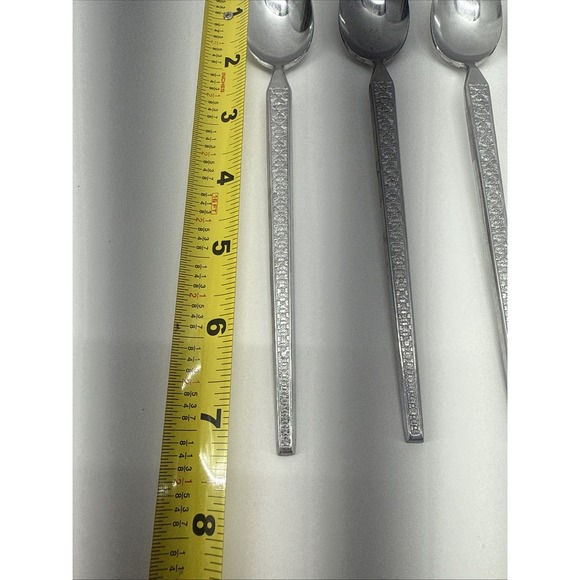 Set of 4 Cosmos Stainless Japan Iced Tea Spoons Textured Floral Vintage Flatware - Picture 2 of 6
